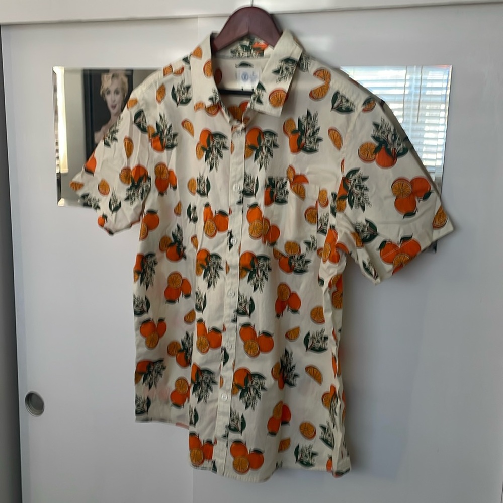 Hurley XL Short Sleeve Collar Orange Blossom Print